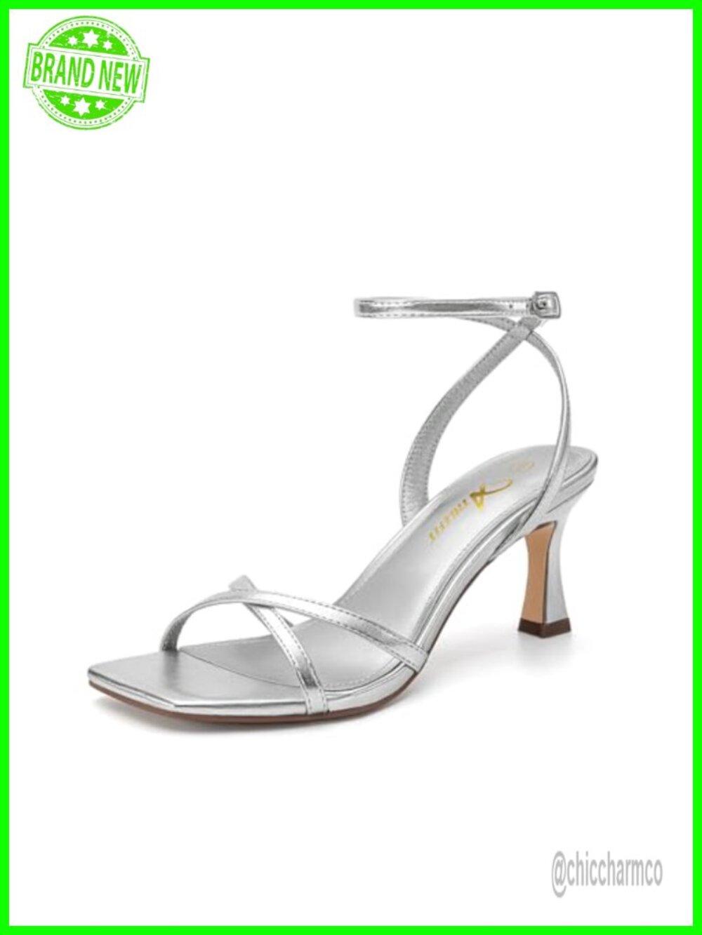 Square Open Toe Strappy Kitten Heel Sandals Ankle Strap Dress Heels for Prom